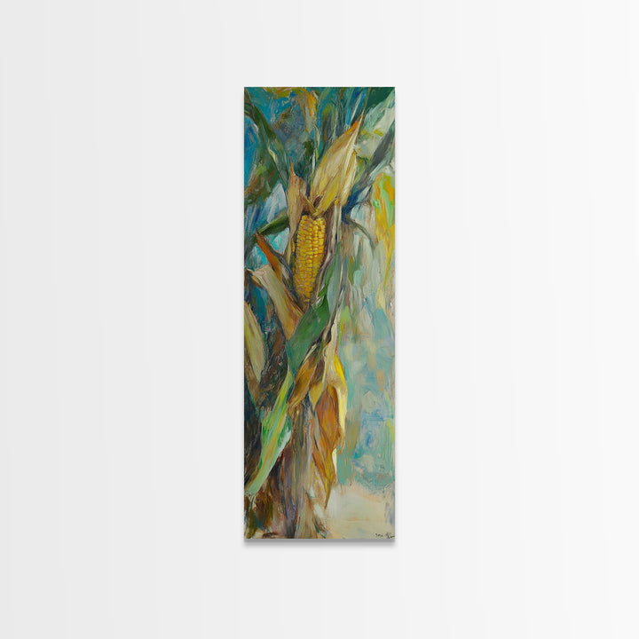 Rustic Corn Cob In Husk Canvas Print, Farmhouse Kitchen Wall Art, Country Harvest Decor, Southwestern Food Art Print, Home Decor
