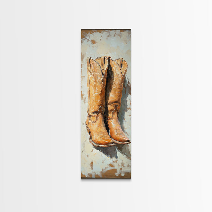Weathered Cowboy Boots Canvas Print, Western Wall Art, Rustic Ranch Decor, Country Home Decor, Cowgirl Farmhouse Artwork, Gift For Him