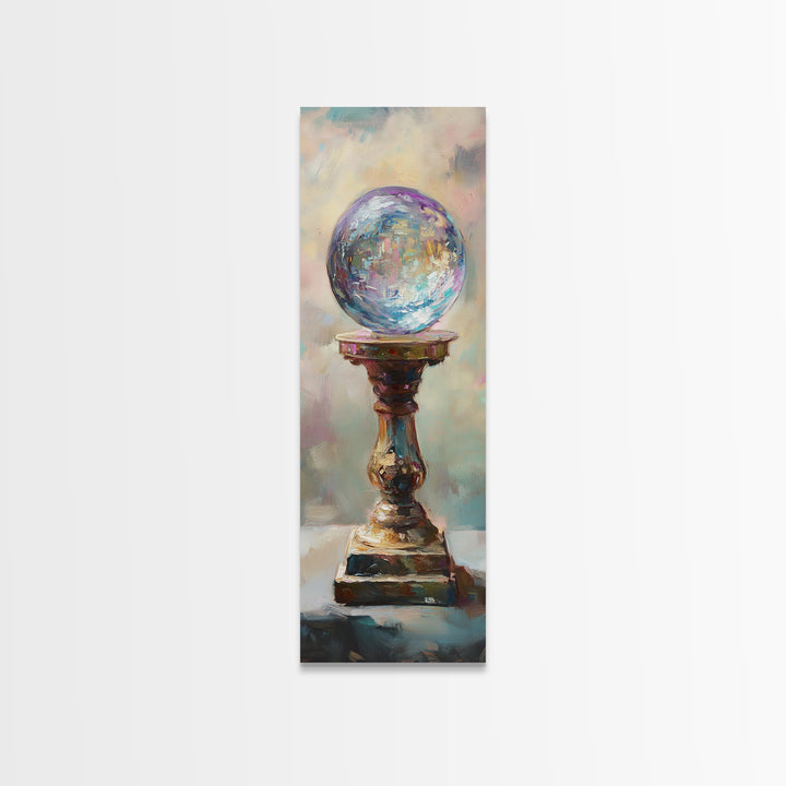 Mystic Crystal Ball On Pedestal Canvas Print, Celestial Wall Decor, Fantasy Art Print, Witchy Decor, Gift For Her, Boho Home Decor