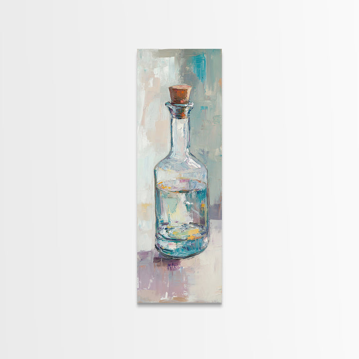 Clear Glass Bottle Still Life Framed Canvas Print, Minimalist Wall Art, Kitchen Decor, Neutral Home Decor, Fine Art Print