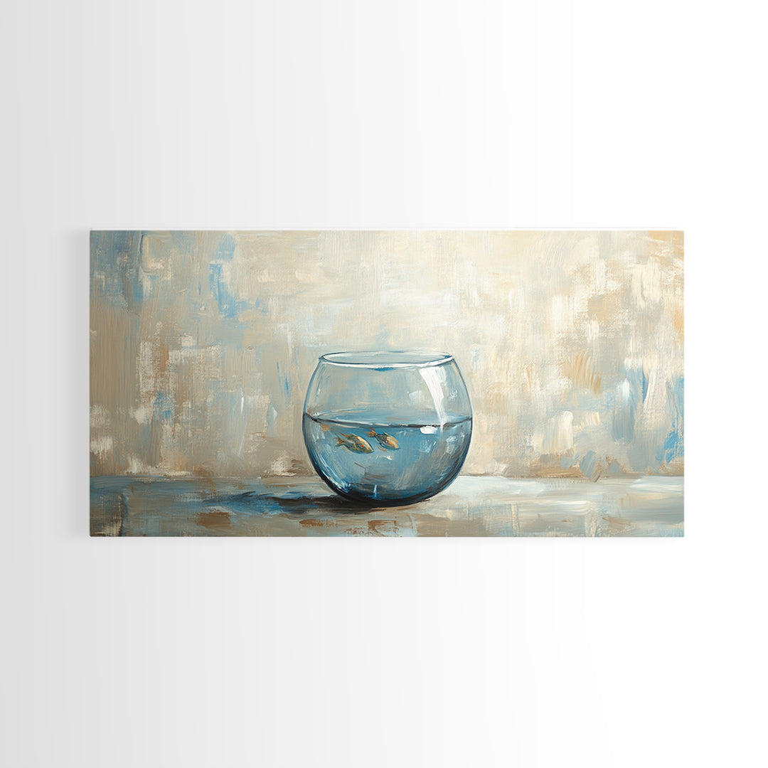 Goldfish Bowl Still Life Canvas Print, Coastal Wall Art, Ocean Animal Art, Neutral Home Decor, Bathroom Wall Decor Gift Idea
