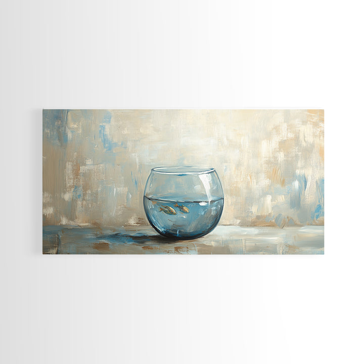 Goldfish Bowl Still Life Canvas Print, Coastal Wall Art, Ocean Animal Art, Neutral Home Decor, Bathroom Wall Decor Gift Idea