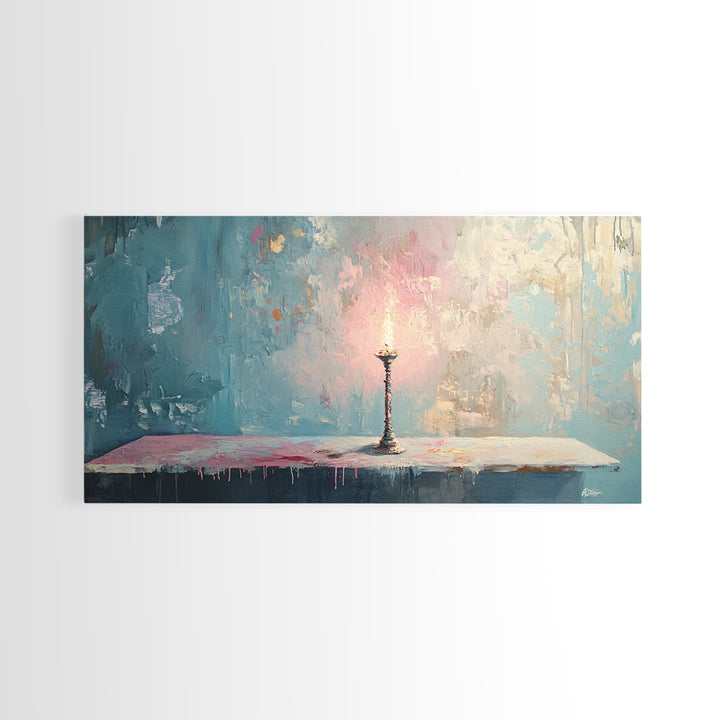 Lonely Candle Glow Minimalist Wall Art, Moody Abstract Canvas Print, Calming Bedroom Decor, Modern Living Room Art, Housewarming Gift