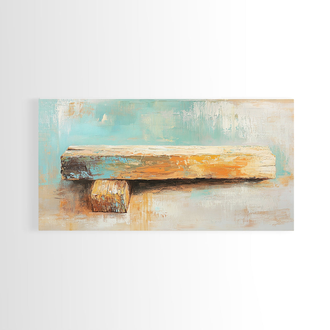Weathered Wood Plank Abstract Wall Art, Rustic Textured Minimalist Canvas Print, Wabi Sabi Decor, Neutral Modern Home Decor