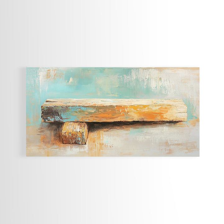 Weathered Wood Plank Abstract Wall Art, Rustic Textured Minimalist Canvas Print, Wabi Sabi Decor, Neutral Modern Home Decor