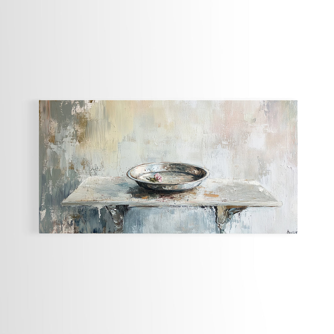 Wabi Sabi Ceramic Bowl Still Life Canvas Print, Neutral Wall Art, Minimalist Decor, Japandi Kitchen Wall Decor Gift Idea