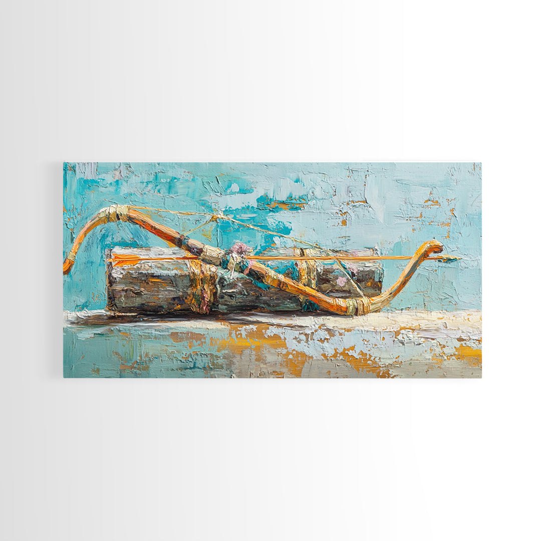 Rustic Bow And Arrow Still Life Wall Art, Western Decor Canvas Print, Cabin Wall Decor, Gift For Archery Lover, Man Cave Decor