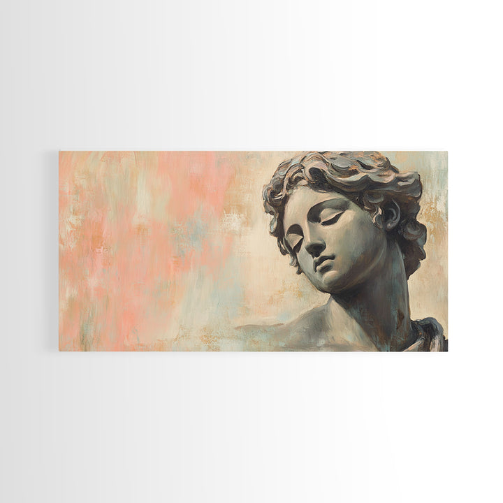 Classical Stone Bust Portrait Canvas Print, Renaissance Wall Art, Dark Academia Decor, Greek Statue Gift For Art Lover Classic Home Decor