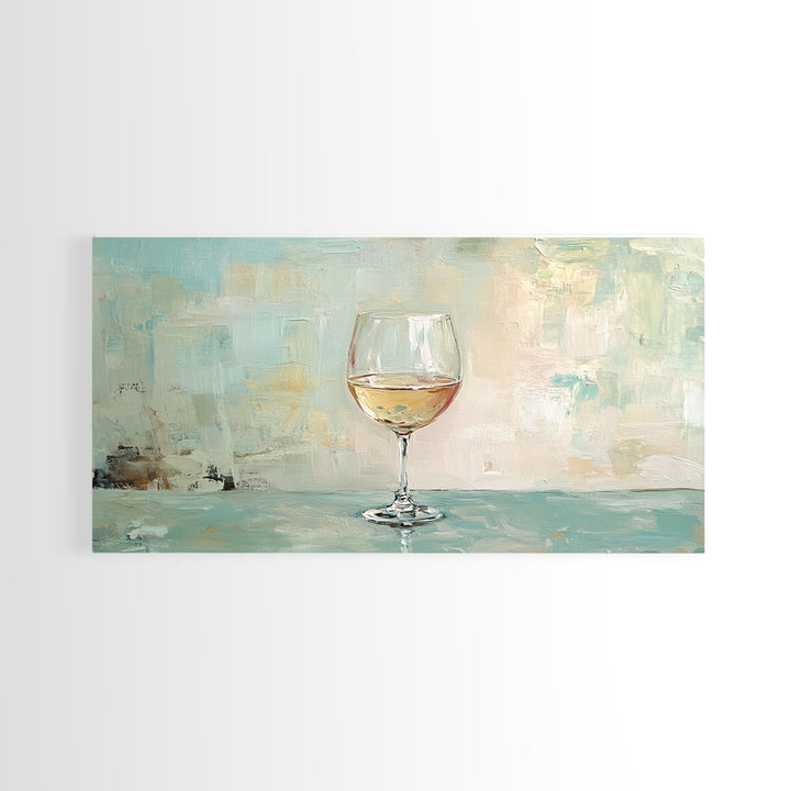 Single White Wine Glass Canvas Print, Minimalist Kitchen Wall Art, Bar Cart Decor, Neutral Dining Room Art, Gift For Her