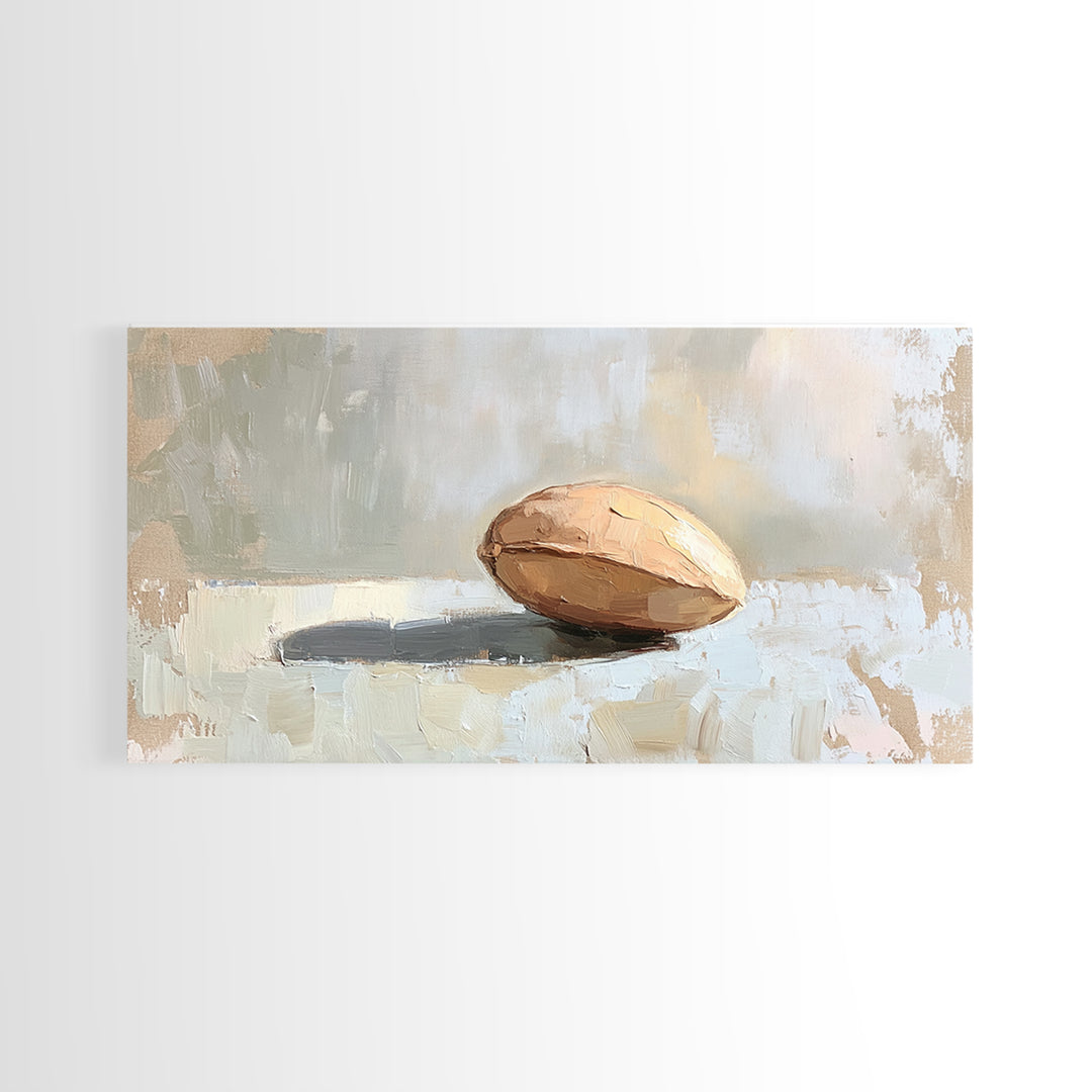 Minimal Walnut Still Life Wall Art, Neutral Kitchen Decor, Rustic Canvas Print, Modern Farmhouse Living Room Art Gift Idea
