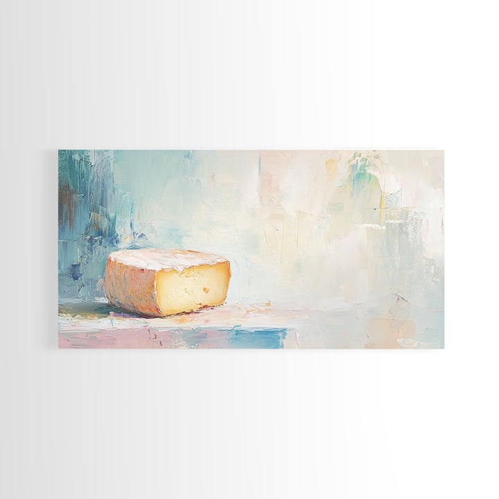 Soft Pastel Cheese Still Life Framed Canvas Print, Minimalist Kitchen Wall Art, Neutral Home Decor, Food Lover Gift For Her