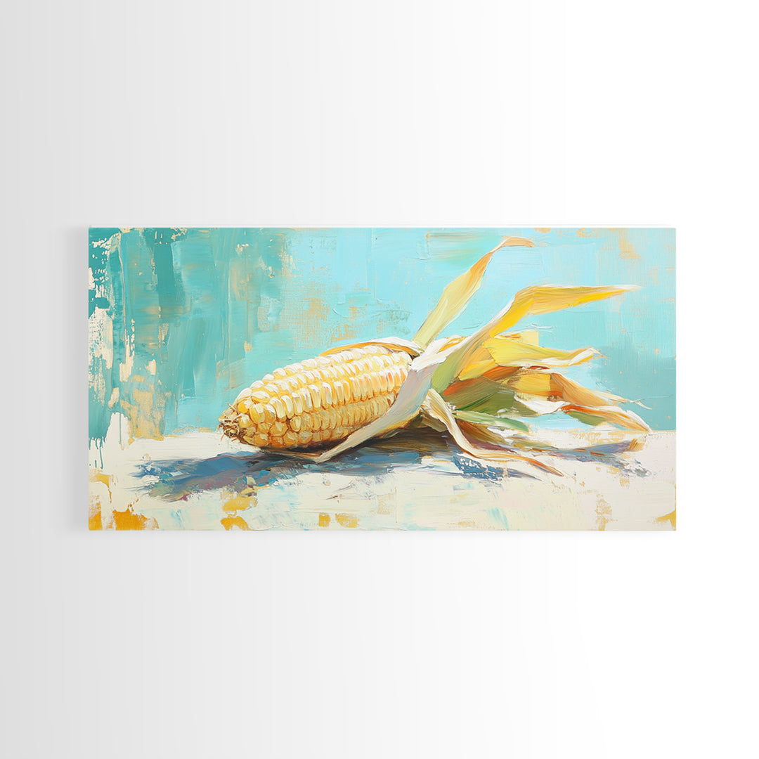 Golden Corn Still Life Canvas Print, Farmhouse Kitchen Wall Art, Rustic Country Decor, Food Art Print For Dining Room Decor