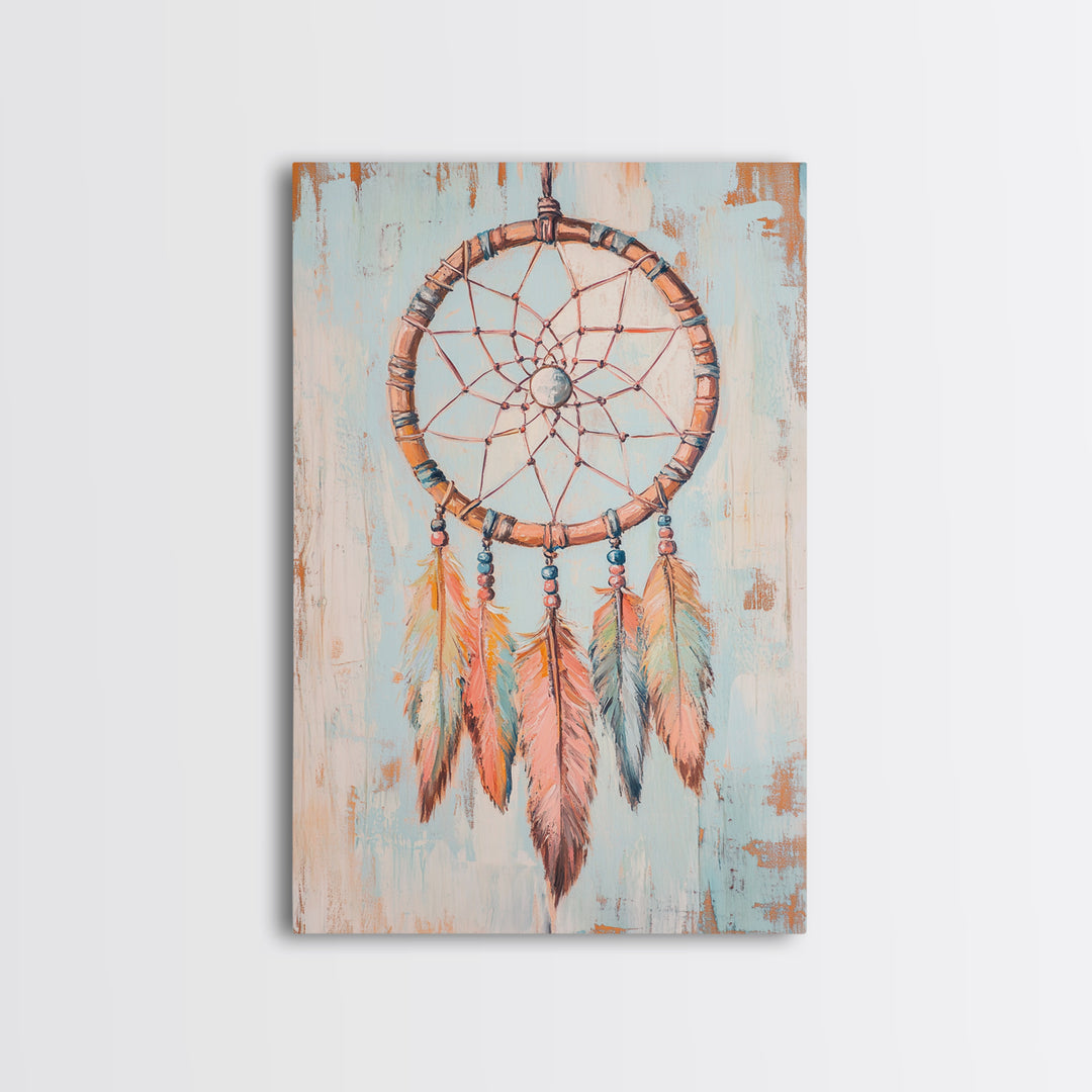Boho Dreamcatcher Feathers Wall Art, Southwestern Canvas Print, Spiritual Home Decor, Nursery Wall Decor, Unique Gift Idea