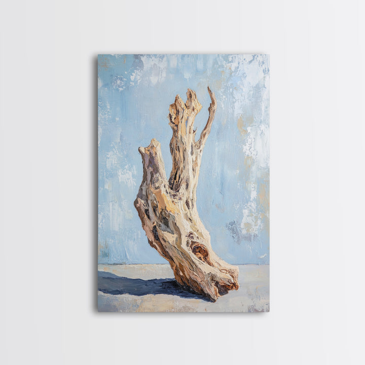 Sculptural Driftwood Still Life Canvas Print, Coastal Wall Art, Organic Modern Decor, Rustic Nature Art, Beach House Gift