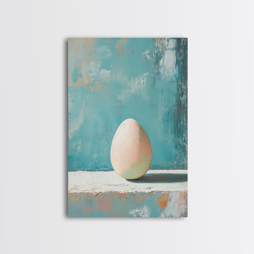 Minimal Egg Still Life Canvas Print, Neutral Kitchen Wall Art, Minimalist Wall Art For Modern Home Decor And Housewarming Gift