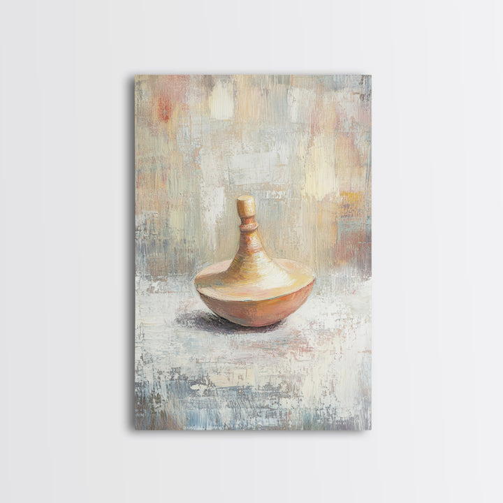 Minimal Spinning Top Still Life Canvas Print, Neutral Wall Art, Wabi Sabi Decor, Modern Minimalist Art Print For Office Decor