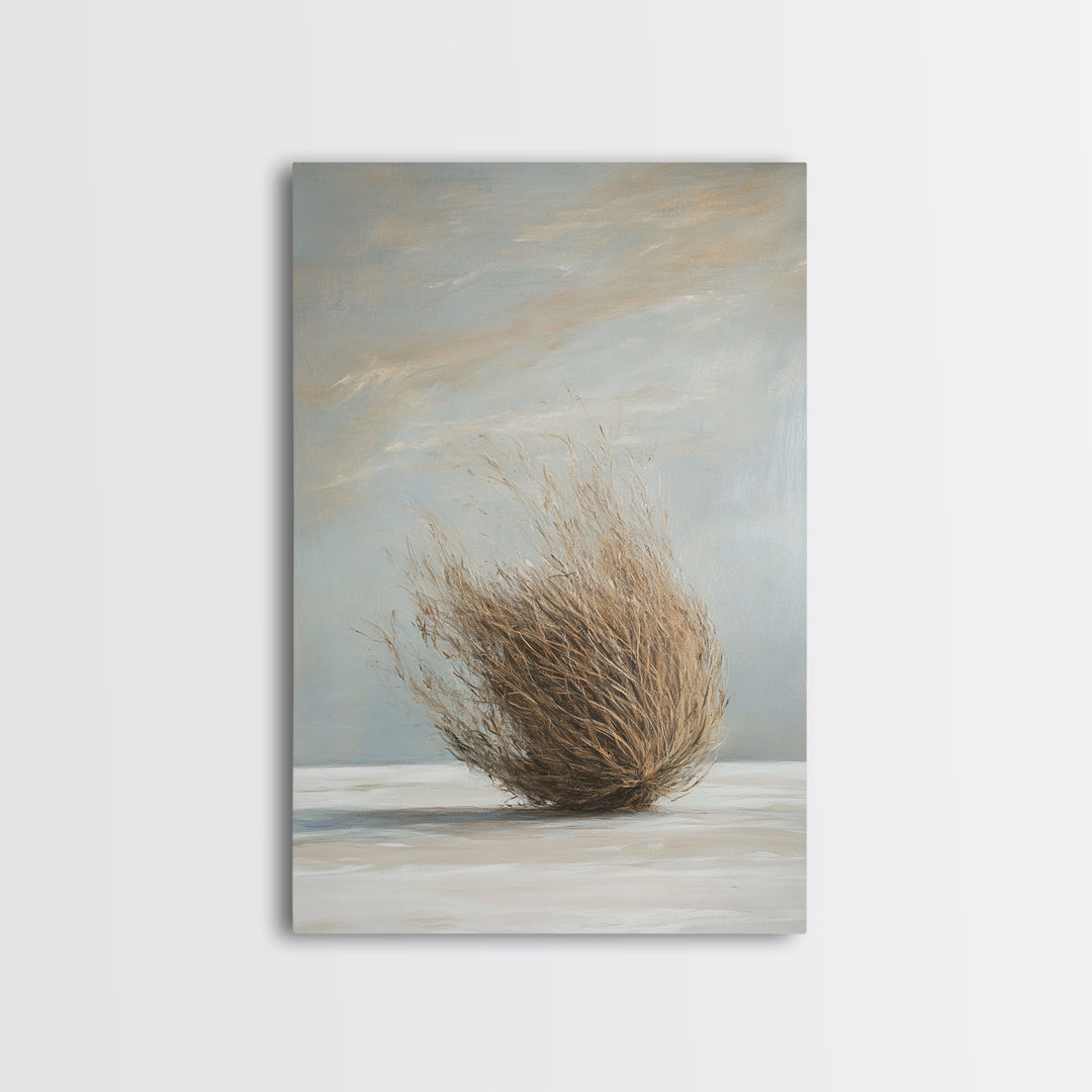 Minimalist Tumbleweed Wall Art, Neutral Desert Botanical Painting, Wabi Sabi Decor, Rustic Home Decor, Calming Wall Art Print