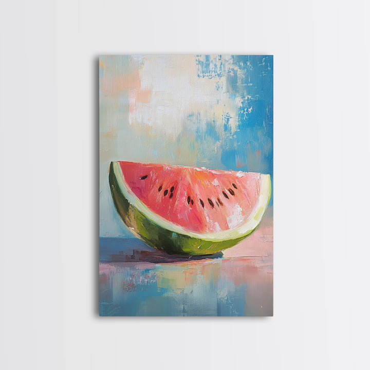 Bright Watermelon Slice Still Life Wall Art, Colorful Kitchen Decor, Summer Fruit Painting, Modern Farmhouse Art Print, Housewarming Gift