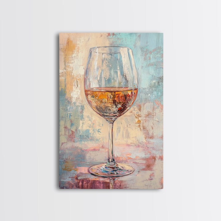 Sparkling Rosé Wine Glass Wall Art, Modern Kitchen Decor, Bar Cart Print, Dining Room Poster, Gift For Wine Lover, Home Decor