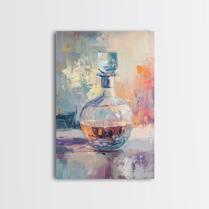 Crystal Whiskey Decanter Canvas Print, Bar Cart Wall Art, Home Bar Decor, Man Cave Decor, Cocktail Art Gift For Him, Office Decor