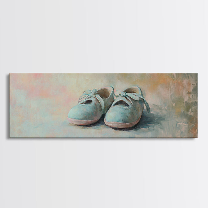 Soft Blue Baby Shoes Wall Art, Pastel Nursery Decor, Baby Room Wall Decor, New Mom Gift, Dreamy Neutral Bedroom Art Print