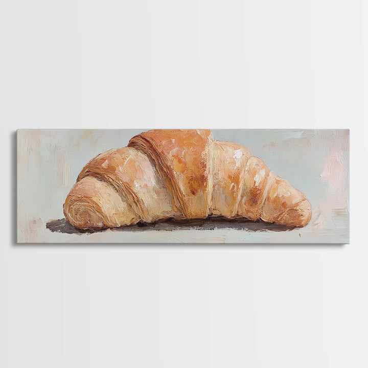 Golden Croissant Canvas Print, French Bakery Art, Kitchen Wall Decor, Cafe Poster, Food Lover Gift, Parisian Home Decor Print