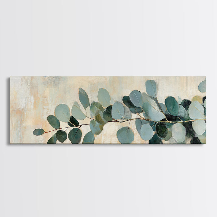Eucalyptus Branch Botanical Wall Art, Sage Green Minimalist Canvas Print, Organic Modern Decor, Neutral Living Room Print