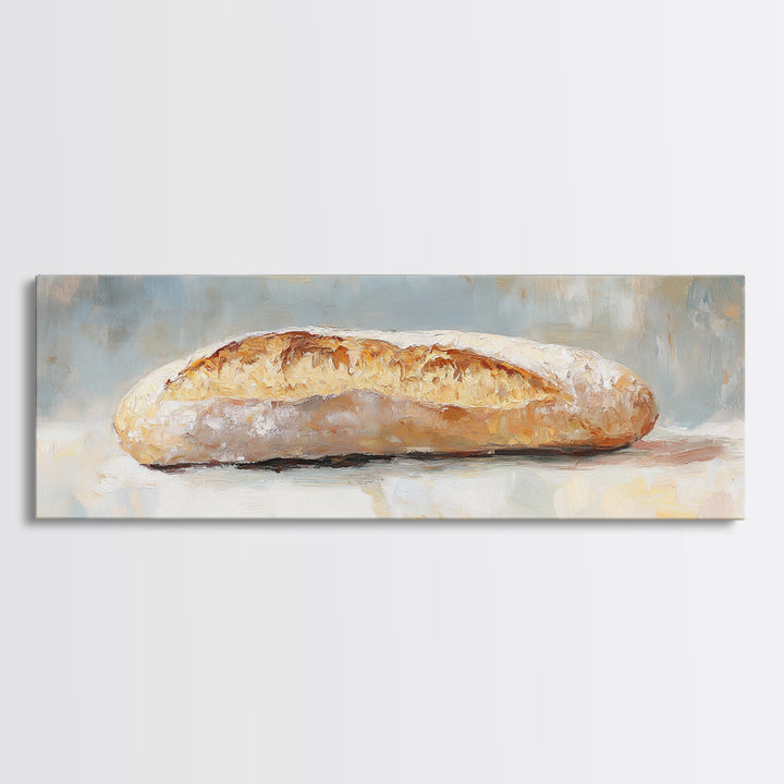 Rustic Baguette Bread Still Life Wall Art, French Bakery Canvas Print For Kitchen, Cafe Decor, Foodie Gift, Dining Room Print