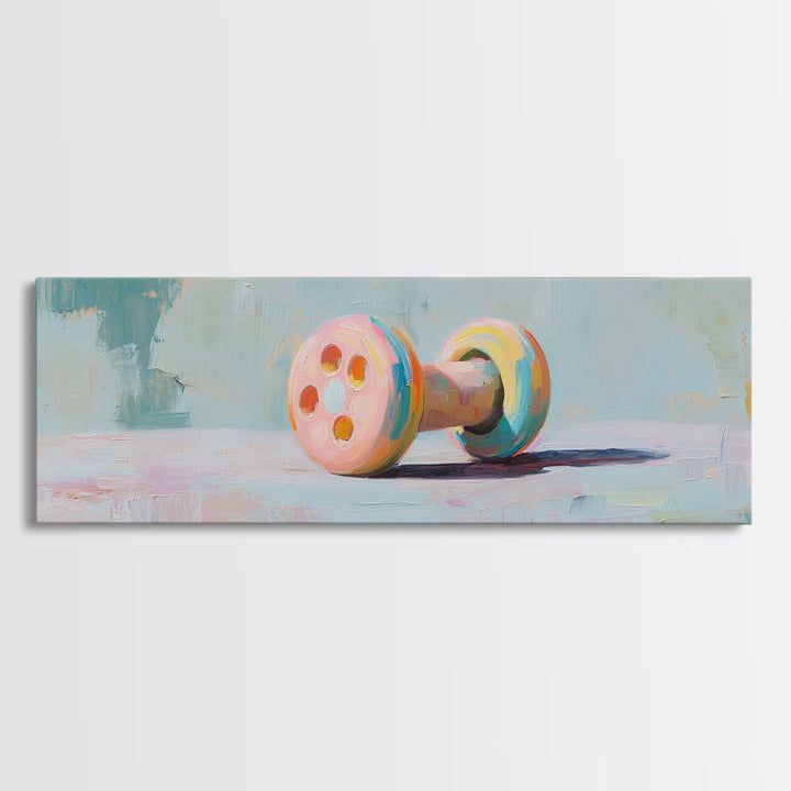 Pastel Dumbbell Still Life Canvas Print, Fitness Studio Decor, Home Gym Wall Art, Pilates Gift, Wellness Workout Room Decor