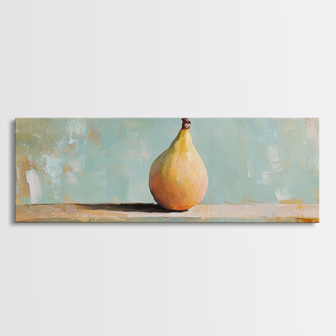 Golden Pear Still Life Framed Canvas Print, Rustic Kitchen Wall Art, Farmhouse Decor, Fruit Painting, Dining Room Decor Gift