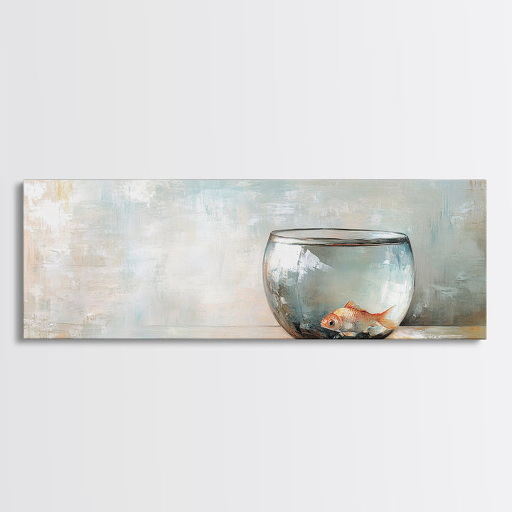 Goldfish In Glass Bowl Wall Art, Minimalist Ocean Decor, Animal Art Print, Coastal Bathroom Canvas Print, Gift For Fish Lovers