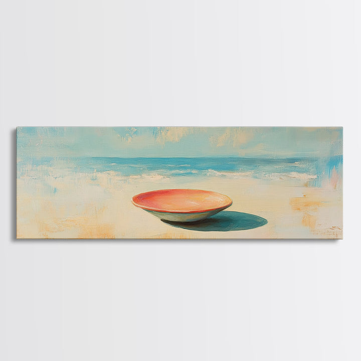 Minimal Beach Bowl Seascape Wall Art, Coastal Canvas Print, Modern Nautical Decor, Serene Ocean Landscape Painting For Beach House