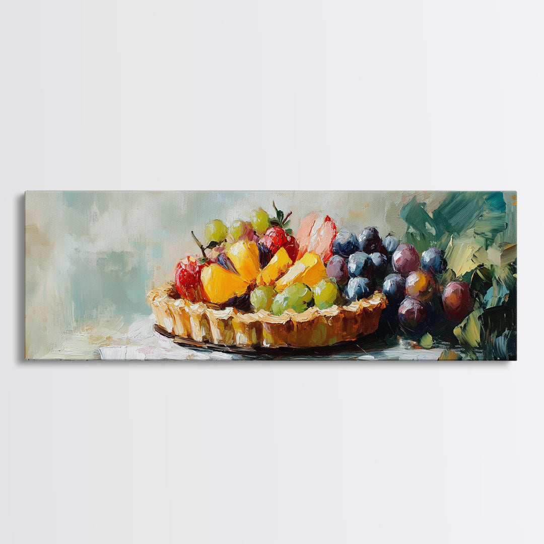 Colorful Fruit Tart Still Life Wall Art, Kitchen Canvas Print, Farmhouse Dining Room Decor, Foodie Gift, Vibrant Art Print