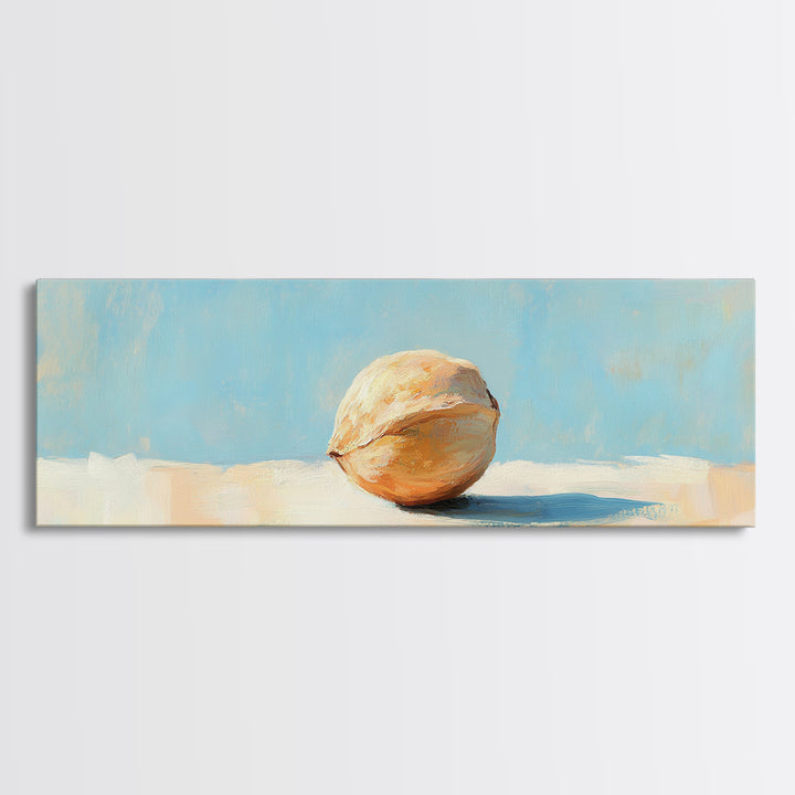 Sunlit Seashell Minimalist Wall Art, Coastal Beach House Decor, Neutral Canvas Print For Bathroom Or Bedroom Wall Decor Gift