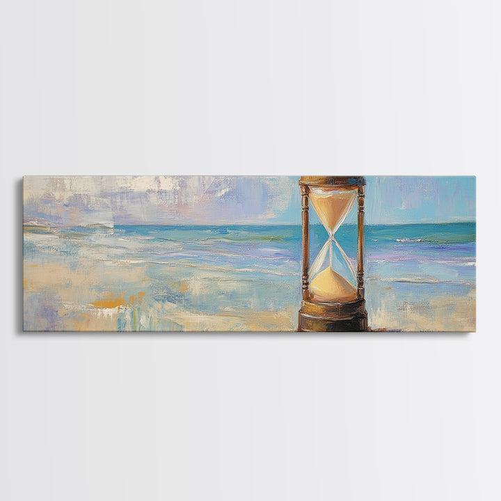 Beach Hourglass Seascape Wall Art, Coastal Canvas Print, Ocean Decor, Nautical Landscape Painting, Serene Living Room Art