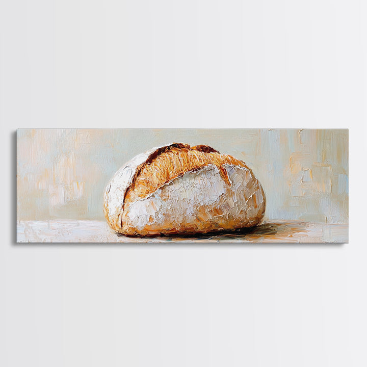 Crusty Artisan Bread Loaf Still Life Canvas Print, Rustic Kitchen Wall Art, Bakery Decor, Food Lover Gift, Farmhouse Decor
