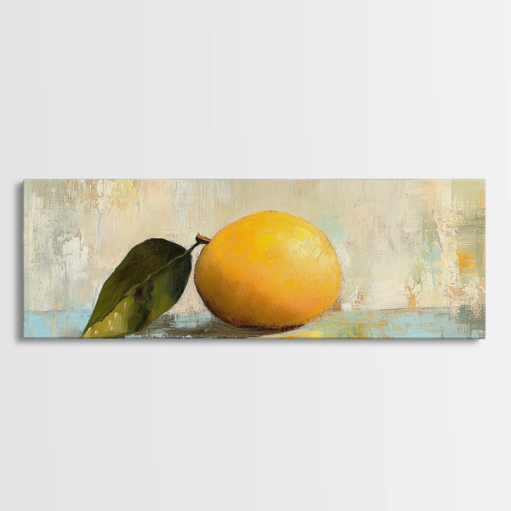 Single Yellow Lemon Still Life Canvas Print, Rustic Kitchen Wall Art, Fruit Art Print, Mediterranean Decor, Housewarming Gift
