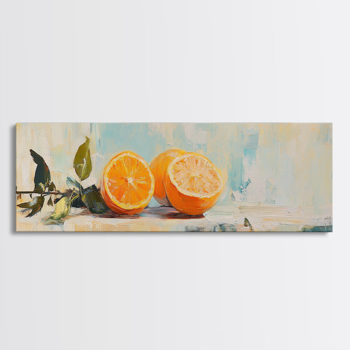 Fresh Orange Still Life Wall Art, Citrus Kitchen Canvas Print, Mediterranean Decor, Fruit Art, Dining Room Prints Gift Idea