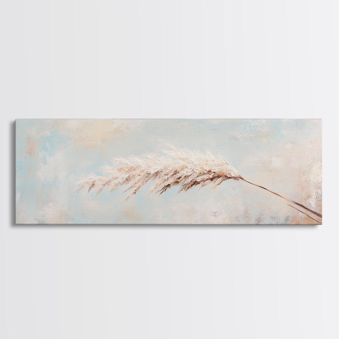 Soft Pampas Grass Feather Canvas Print, Neutral Wall Art, Minimalist Boho Decor, Calming Bedroom Above Bed Wall Home Decor
