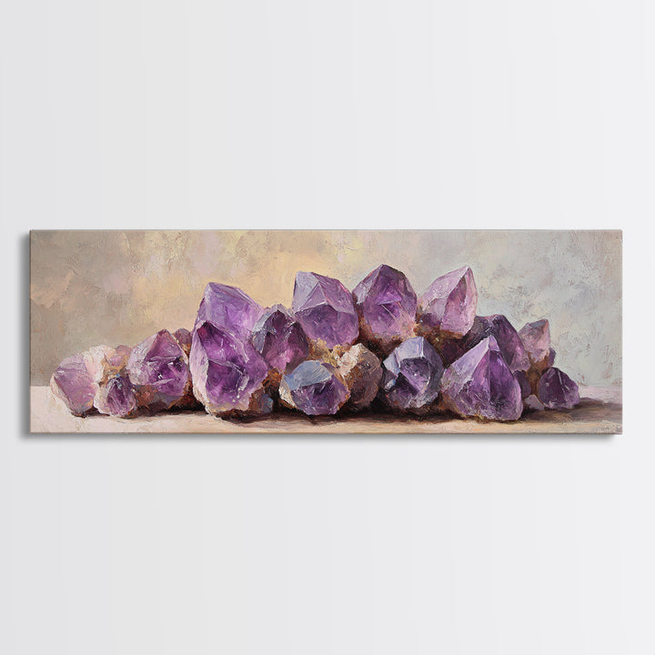 Purple Amethyst Crystal Cluster Canvas Print, Geode Wall Art, Spiritual Decor, Reiki Healing Gift, Modern Home Decor, Living Room Decor