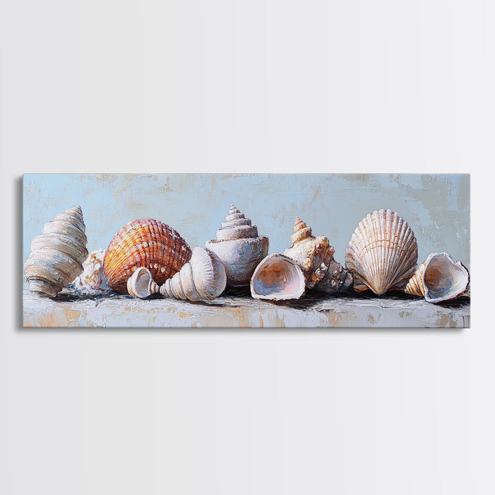 Coastal Seashell Collection Still Life Canvas Print, Beach Wall Art, Ocean Decor, Nautical Wall Decor, Beach House Gift Idea