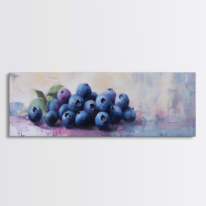 Blueberry Still Life Oil Painting Wall Art, Kitchen Framed Canvas Print, Fruit Art, Farmhouse Dining Room Decor, Foodie Gift