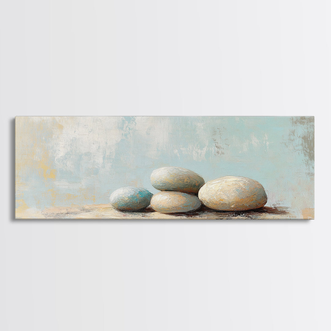 Stacked Smooth Stones Wall Art, Zen Spa Decor Print, Minimalist Bathroom Wall Decor, Calming Neutral Art, Meditation Room Decor
