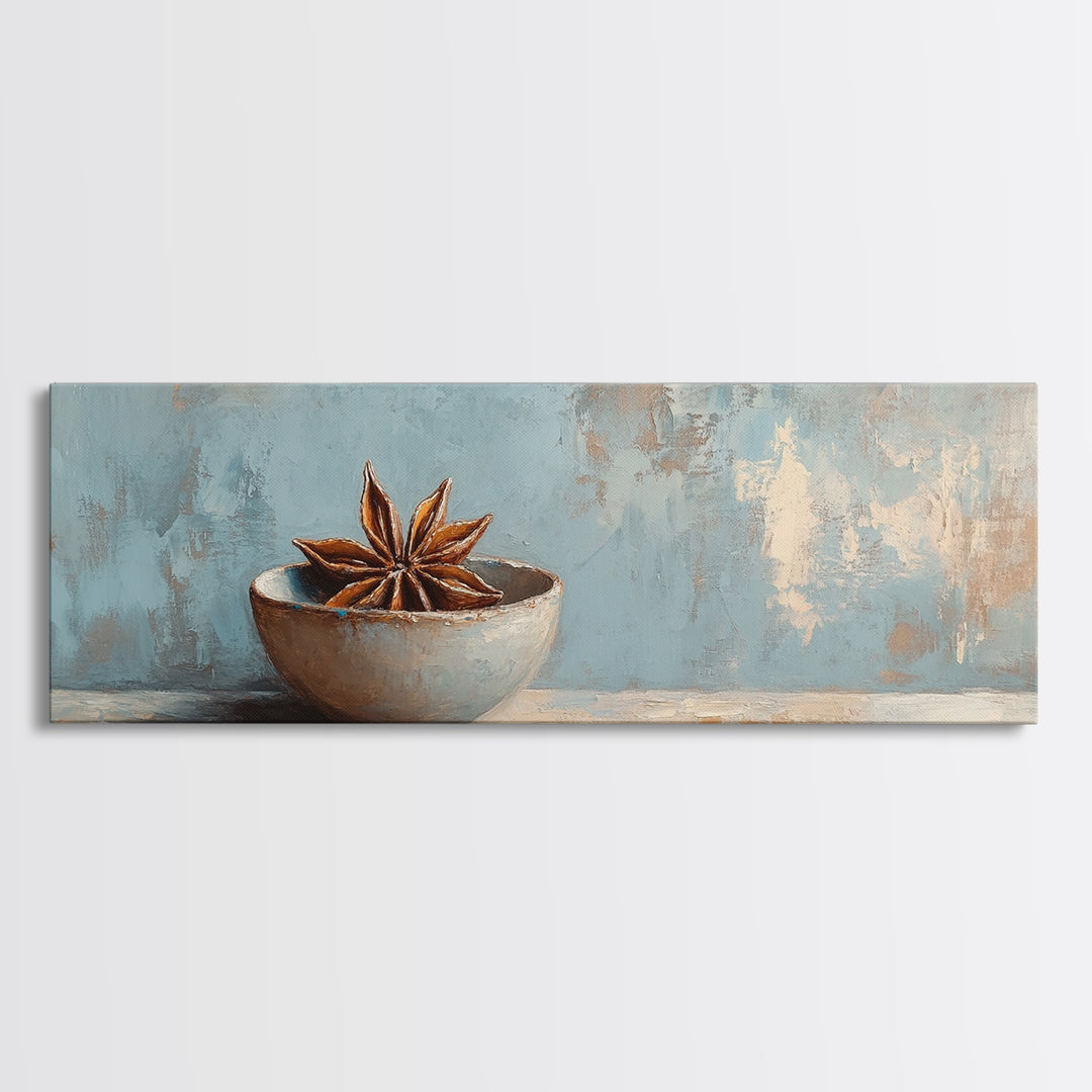 Star Anise Bowl Still Life Wall Art, Rustic Kitchen Decor, Neutral Canvas Print, Farmhouse Dining Room Artwork Home Decor Gift