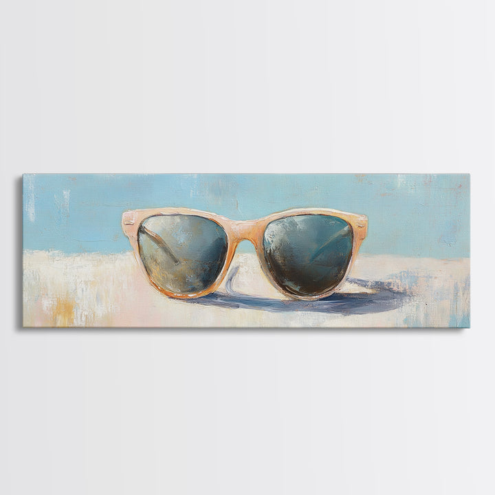 Retro Sunglasses Still Life Canvas Print, Summer Beach Wall Art, Minimalist Coastal Decor, Fashion Wall Art, Gift For Her