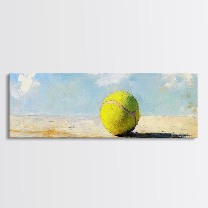 Bright Tennis Ball On Sunny Court Wall Art, Modern Sports Canvas Print, Game Room Decor, Kids Room Art, Gift For Tennis Lover