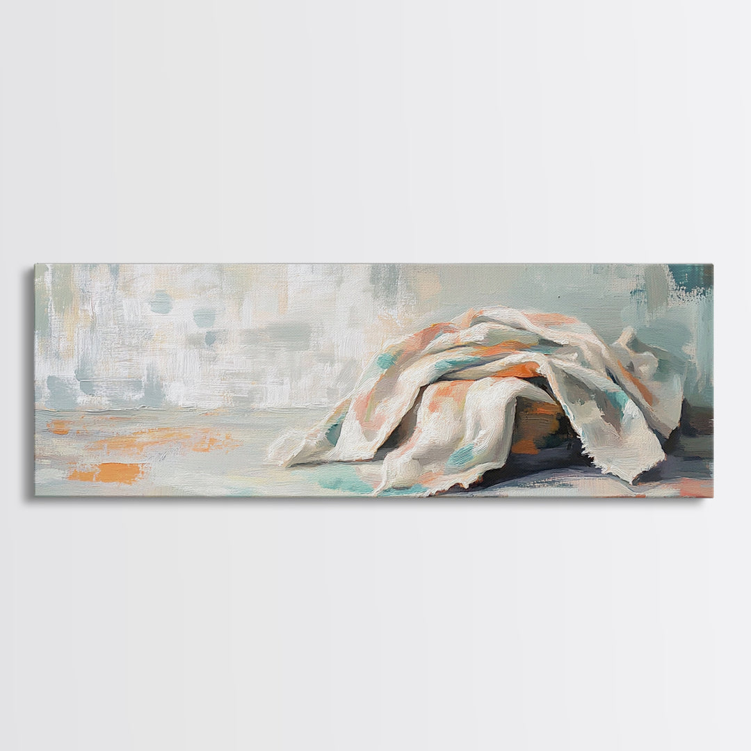 Soft Folded Linen Blanket Canvas Print, Neutral Wall Art, Minimalist Home Decor, Cozy Bedroom Decor, Wabi Sabi Art Print