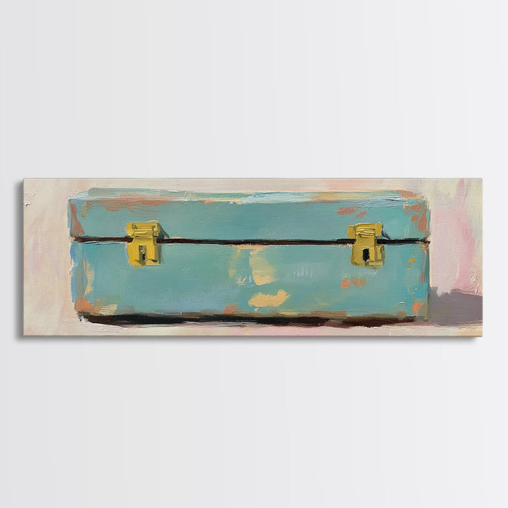 Weathered Blue Tool Box Canvas Print, Rustic Wall Art, Industrial Decor, Garage Wall Decor, Man Cave Decor, Gift For Him