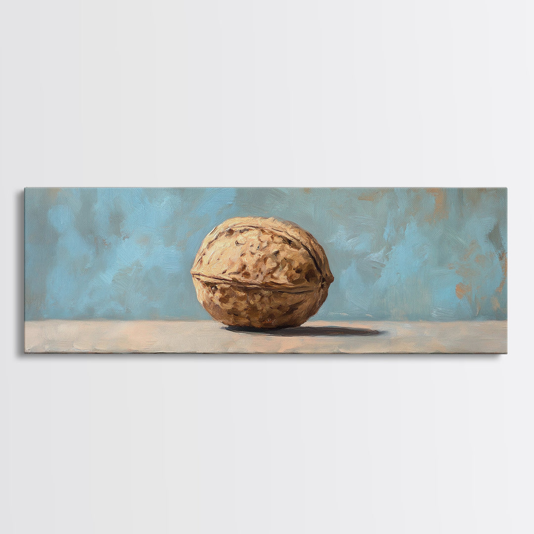 Single Walnut Still Life Wall Art, Minimalist Rustic Kitchen Print, Neutral Food Painting, Modern Farmhouse Decor, Gift For Foodie