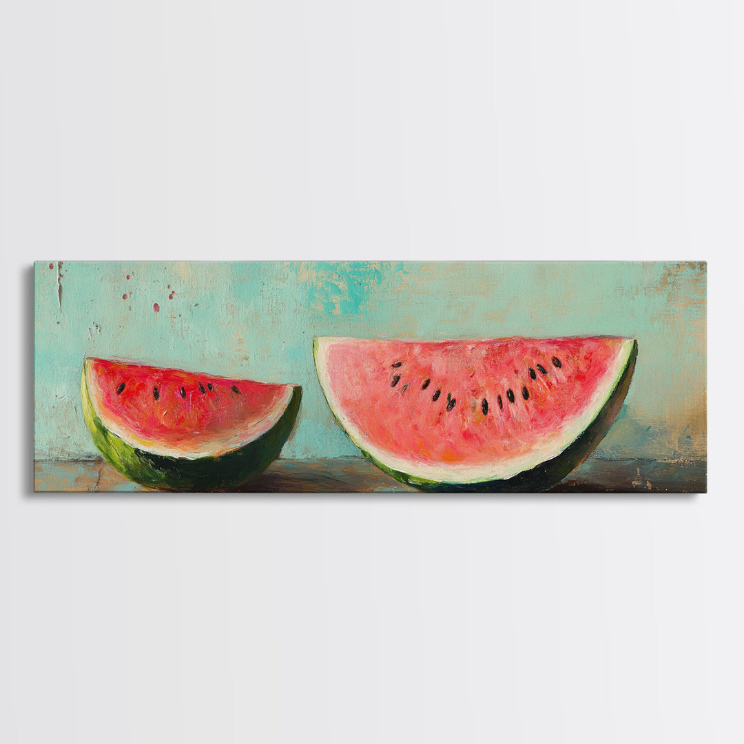 Fresh Watermelon Slices Wall Art, Bright Summer Kitchen Decor, Colorful Food Canvas Print, Farmhouse Dining Room Art, Gift